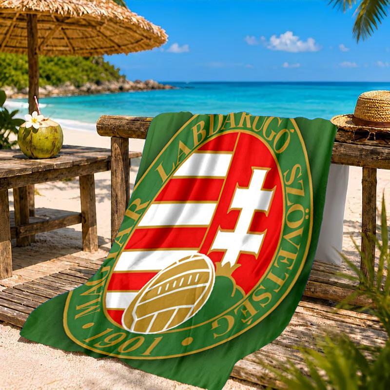Hungarian Football Emblem Beach Towel, Quick-drying, Easy to Care for, Suitable for Both Fitness and Beach Vacations,Sports Essential
