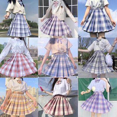 Japans JK Matrozenpak: Tiener Lente/Zomer Volledige Set met Geborduurd Shirt & Geplooide Ruitrok