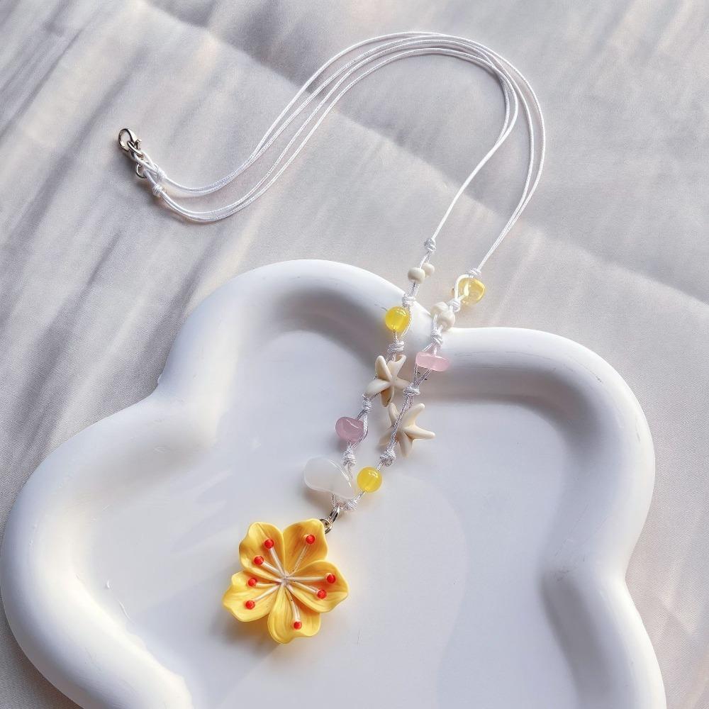

chic Colorful Woven Flower Pendant Bohemian Style Clavicle Chain Rope Woven adjustable Choker жёлтый