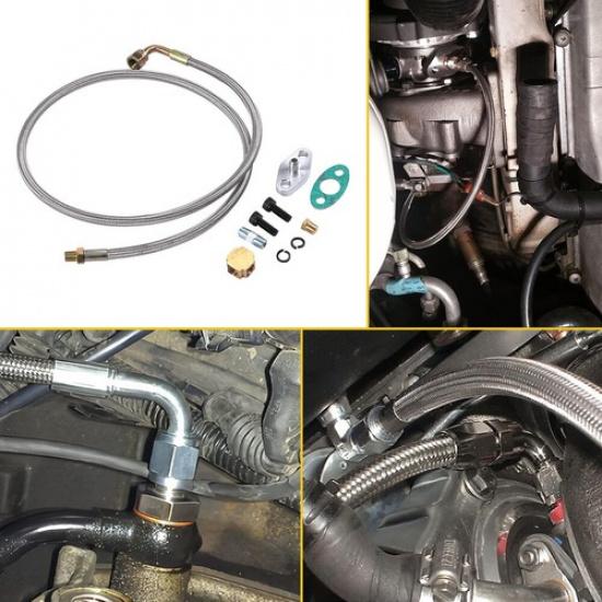 T3 T4 T60 T61 T70 Turbo Oil Feed Line Kit 1/8 PNT 90 Degree 41" | WLGYG41INCHT3 | Aftermarket Branded | Gray | 1 Year Manufacturer Warranty |