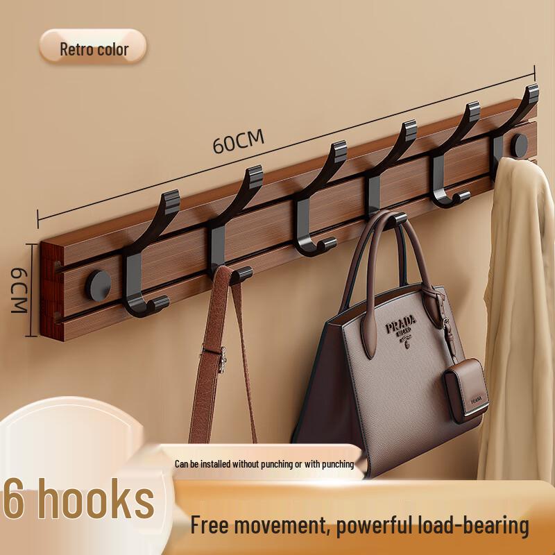 Bamboo Wood Wall-Mounted Coat Rack