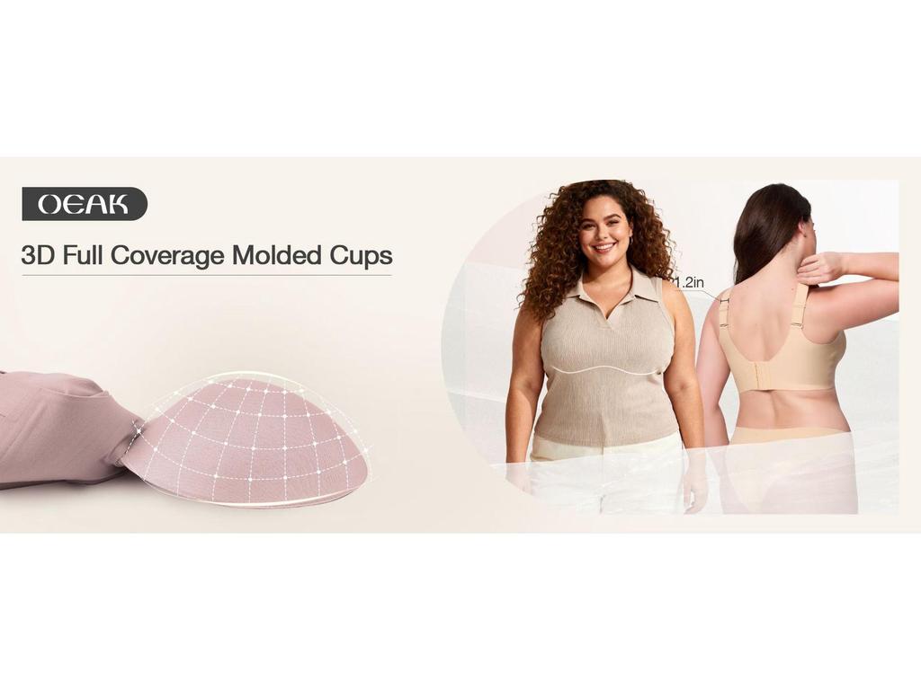 OEAK Damen Übergröße Nahtloser kabelloser stützender Jelly BH