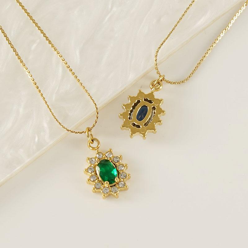 Stainless Steel Sunflower Zircon Bamboo Necklace High-grade Sporty Color-free Pendant All-match
