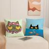 Funny And Surprising Cat Patterns Cushion Cover Silky Elegant Comfort Sofa Bed Invisible Zipper Beach Pillowcase