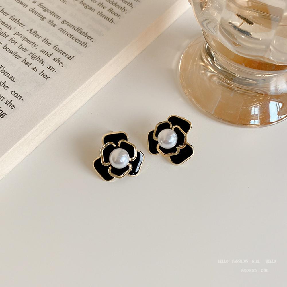 925 Silver Needle Camellia Pearl Earrings For Women Retro Simple Earrings Jewelry Accessories For Girls Gifts