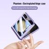For Samsung Galaxy Z Flip5 5G Hinge Protection Clear Case Hard PC Electroplating Phone Cover with Tempered Glass Rear Screen Protector