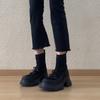Lan Cabinet Edition~ 2025 New Autumn Thick-soled Elastic Boots Women's British Style Splicing Bow Muffin Bottom Skinny Boots