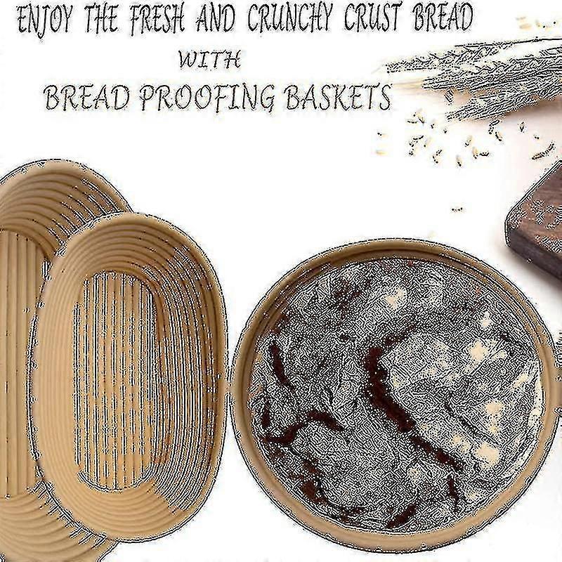 Bread Proofing Basket Set Of 2 With Kit-round And Ovel Bread Baking Bowl -bread Lame- Dough Scraper
