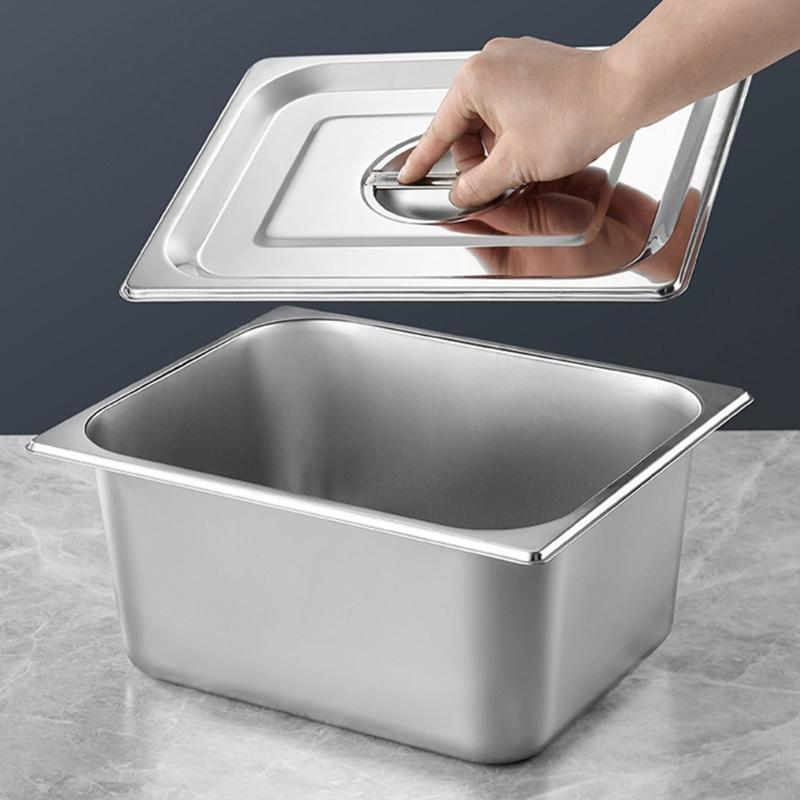 Rustproof Half Portion Container Stainless Steel Food Service Storage Pan Restaurant Table Tub for Commercial Kitchens