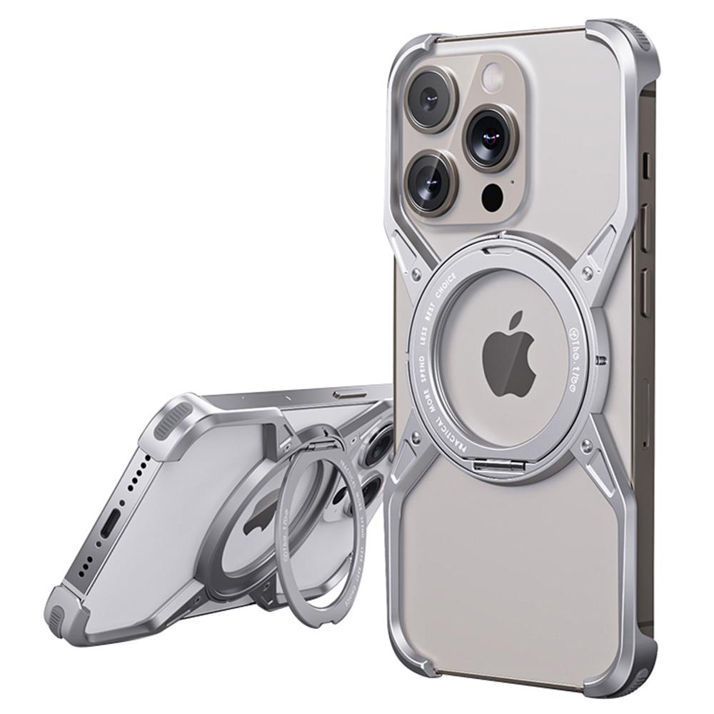 For iPhone 16 Pro Case Kickstand Frameless Aluminum Alloy Bumper Phone Cover