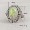 New Hot Sale: Large Copper-Plated Silver Ring with Inlaid Zircon and Artificial Opal