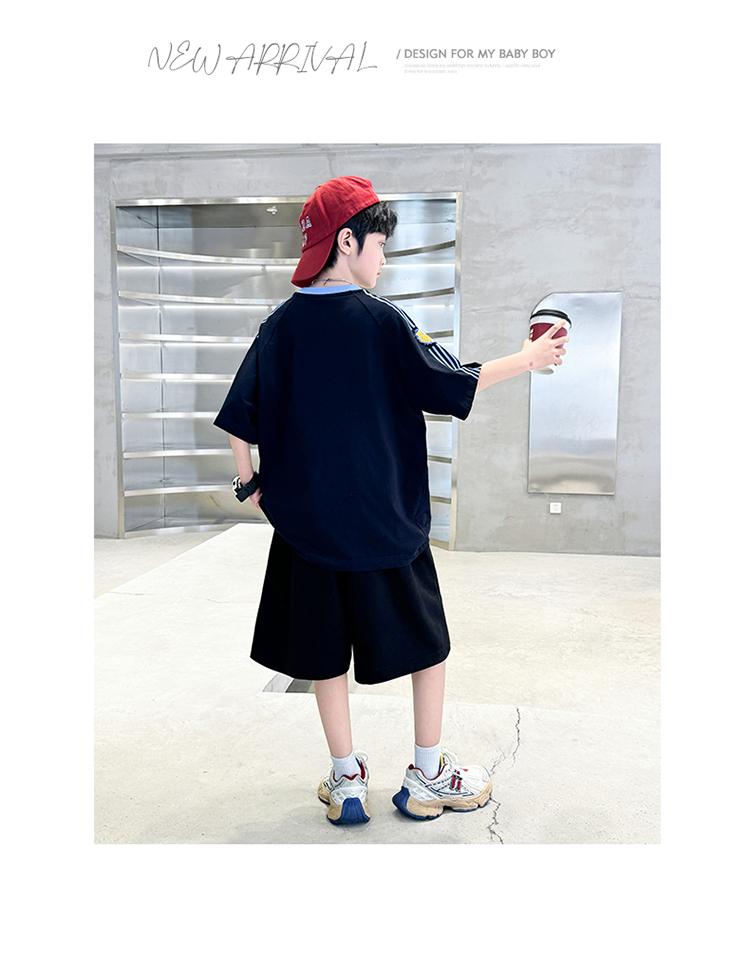Boys' Summer Outfit Set 2026 New Item, Mid Size Children's Summer Boys' Thin Short Sleeved Children's Handsome Sports Top Trend