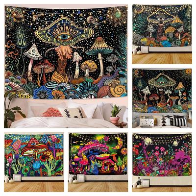 Hippie Mushroom Tapestry Psychedelic Eyes Tapestries Trippy Sea Peacock Bohemian Wall Hanging Decor Abstract Ocean Beach Towel