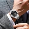 OPK Men's Quartz Watch, Stylish, Classic, Stainless Steel, Date Display, Waterproof, Luminous, Perfect for School or Office, Black