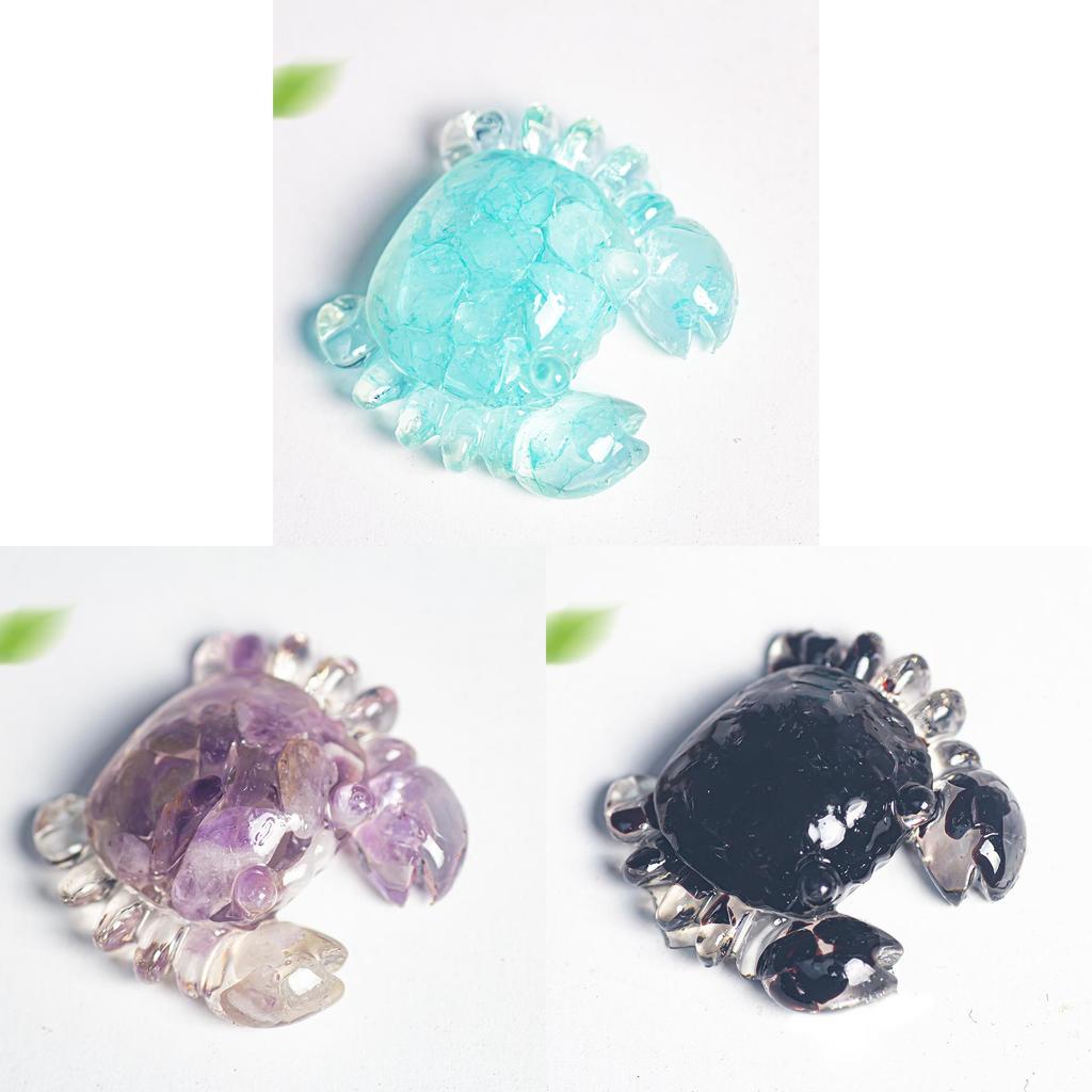 Resin Crab Figurine With Natural Crystal Material For Gift And Home Decor