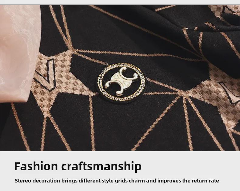 Large Loose Korean Doll Collar Long-Sleeve Mesh Print Top for Middle-Aged Women - Spring Fashion