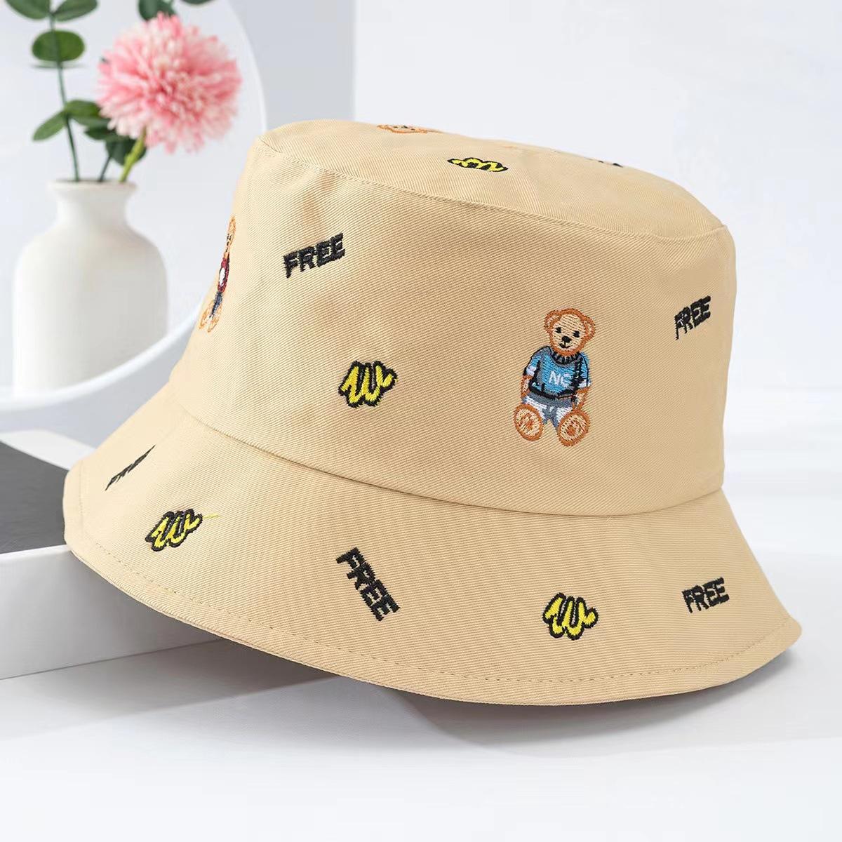 

Милий ведмідь капелюх відро жіноча весна та осінь новий універсальний сонцезахисний крем сонцезахисний крем студент мультфільм чоловіча кришка обличчя One Size хакі