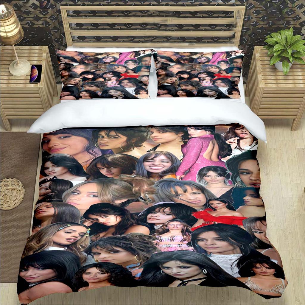 Popular Famous Singer C-Camila Cabello Print Bedding Sets Bed Supplie Set Comforter Set Teens Girls Twin Single Kid Gift