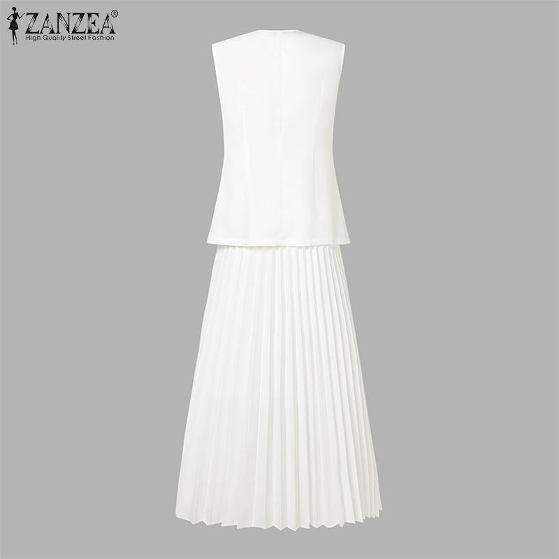 ZANZEA Conjuntos de dos piezas de verano para mujer, camisetas sin mangas y faldas