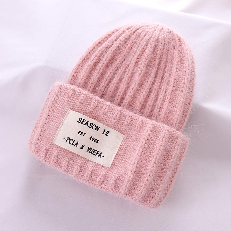 2022 kaninchen Fell Winter Hut für Frauen Mützen Weiche Warme Flauschigen Einfarbig Angora Gestrickte Hut Kaschmir Wolle Skullies Beanies