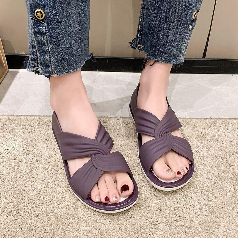 Seaside Travel Beach Shoes Korean Version Women's Shoes Cool Slippers Women's 2025 Summer New One-pedal Flat Sandals Women