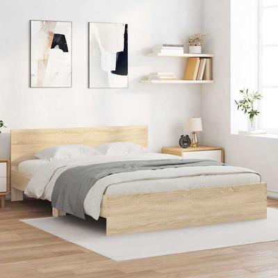 Vidaxl Bed Frame with Headboard, Sonoma Oak, 140X200 Cm