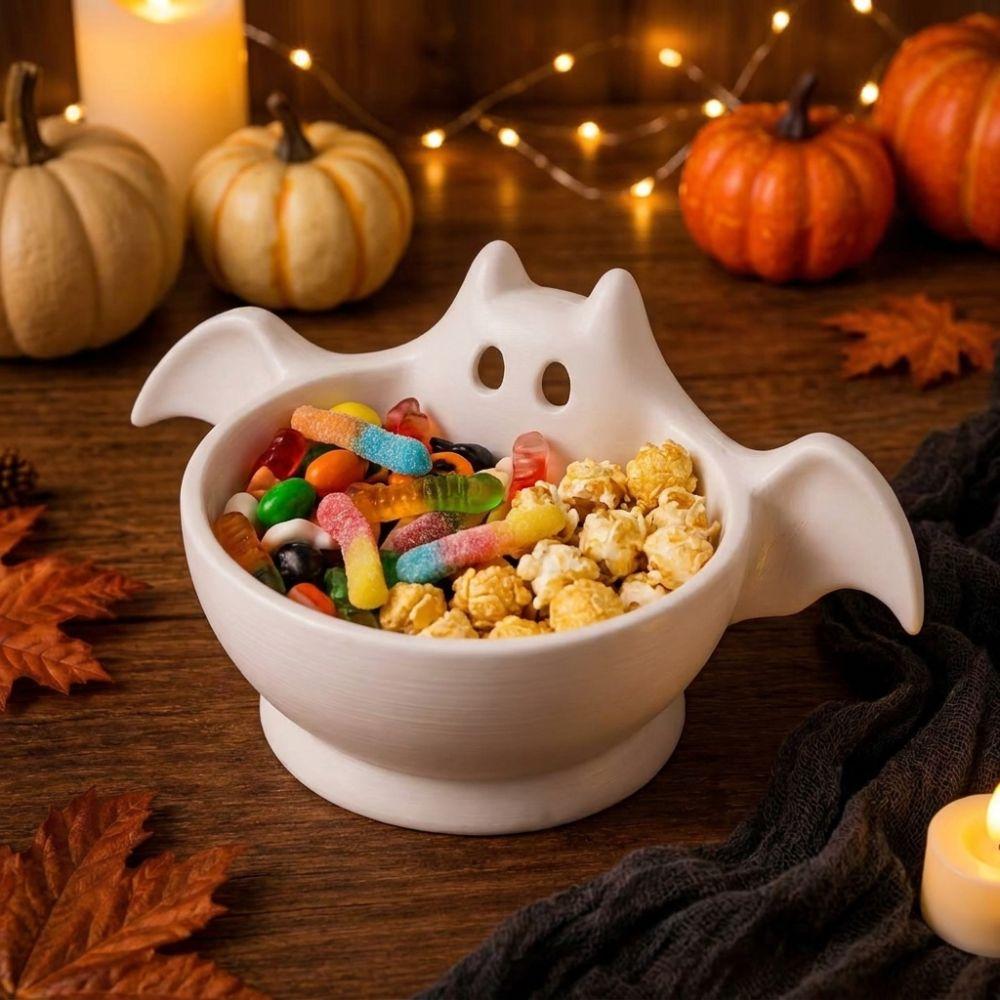 3D Printed Halloween Bat Shaped Storage Bowl Cute Desktop Candy Bowl Desk Organizer