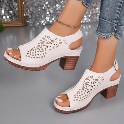 Fashion Women's Sandals 2024 High Quality Ladies Shoes Large Size Retro Casual Sandals Women Hollow High Heels Shoes Women Zapatos Mujer