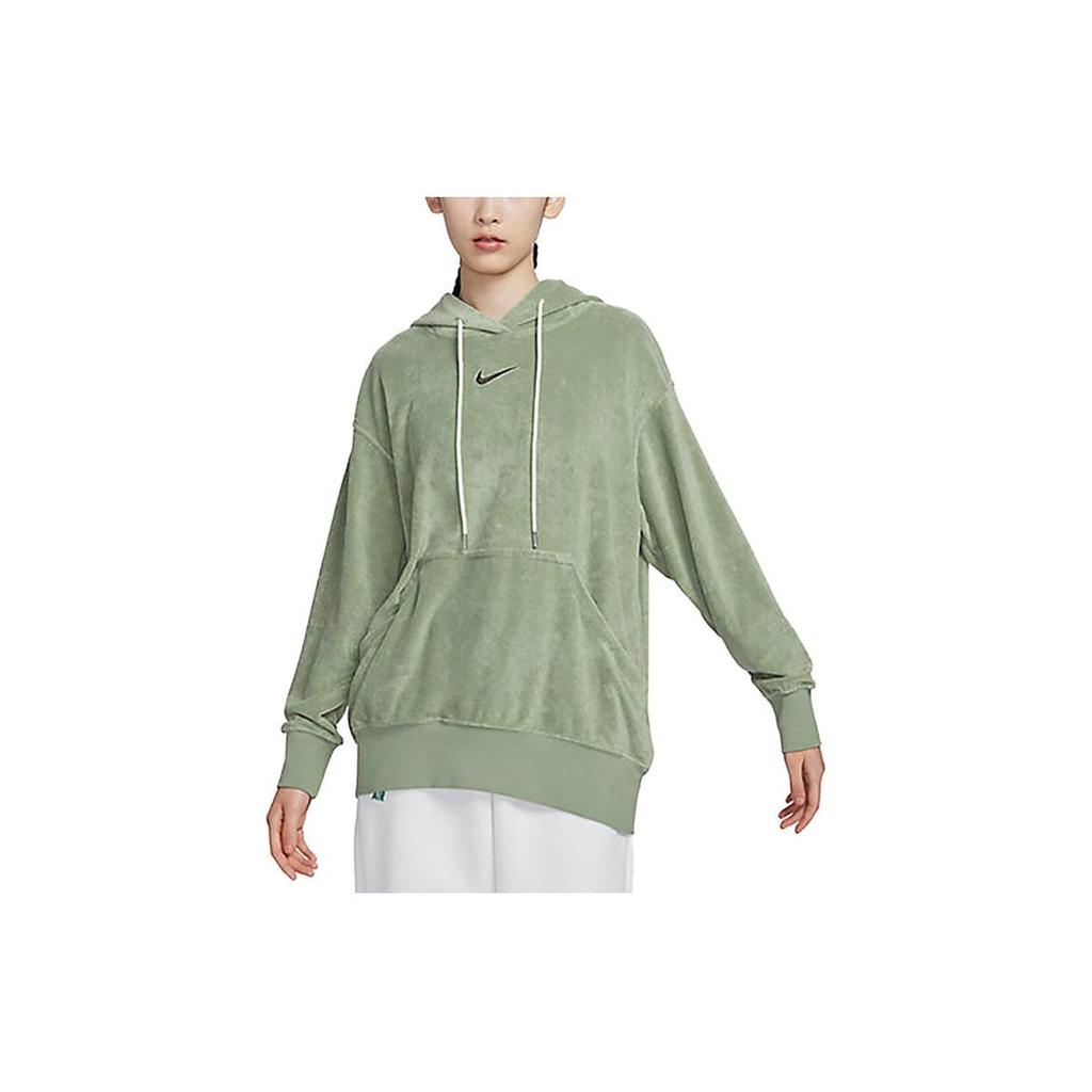 Nike Solid Color Pocket Hoodie Women Tops Green DV7825-386