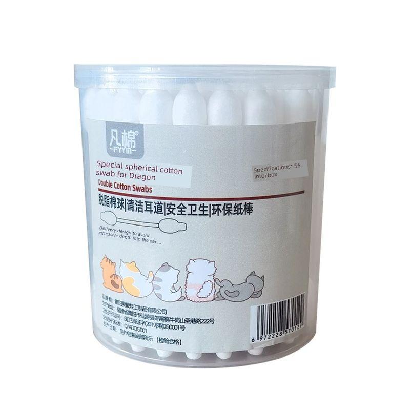 

Ватные палочки для питомцев с большой головкой 56 шт. Чистка слухового прохода, ушные клещи, товары для питомцев, ушные капли, чистящие сферические ватные палочки, специальные 56*1 barrel