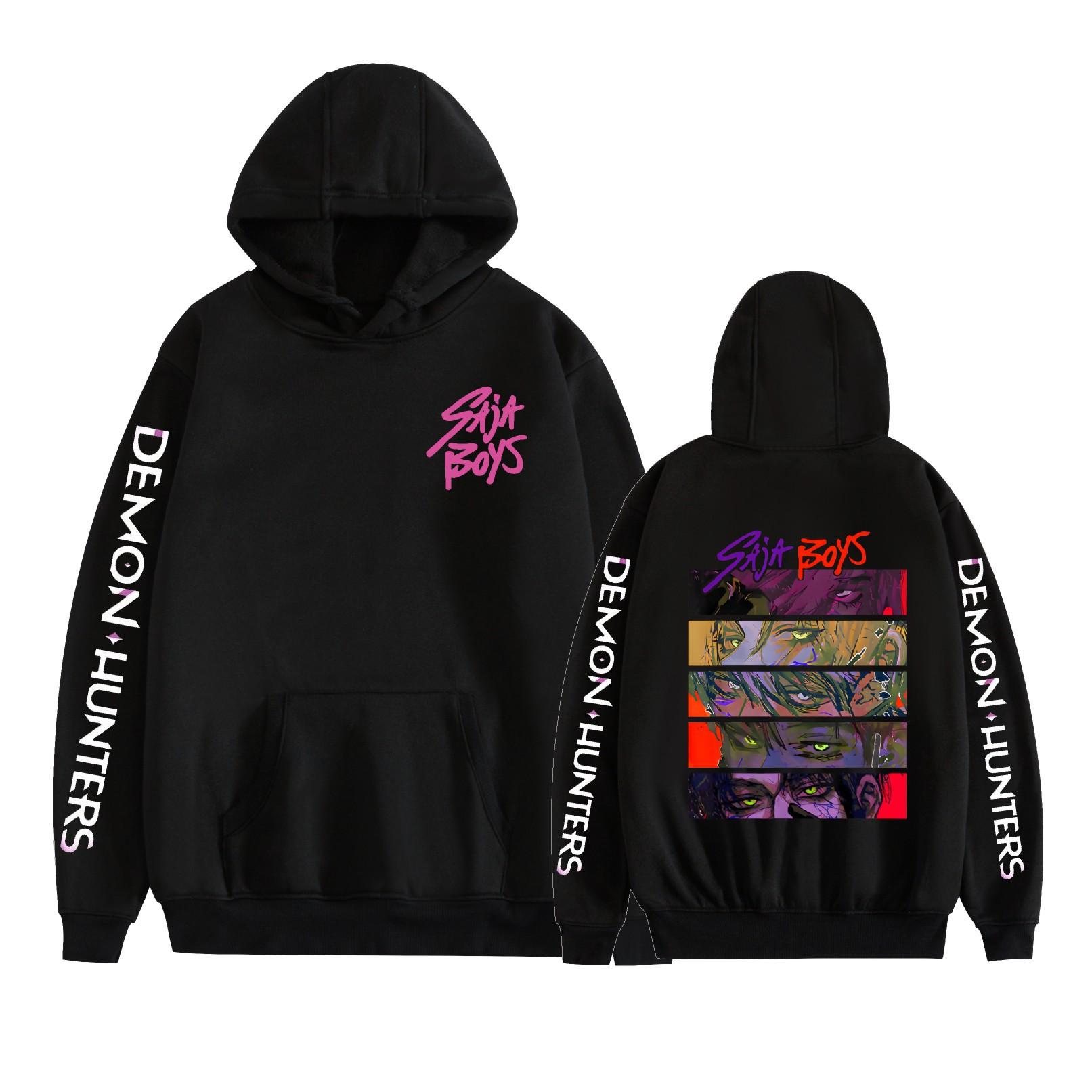 

Couple Fashion for Fans of KPop Demon Hunters Printed Sweatshirt Outdoor Sport Cosplay Pullovers Hoodie XS чёрный