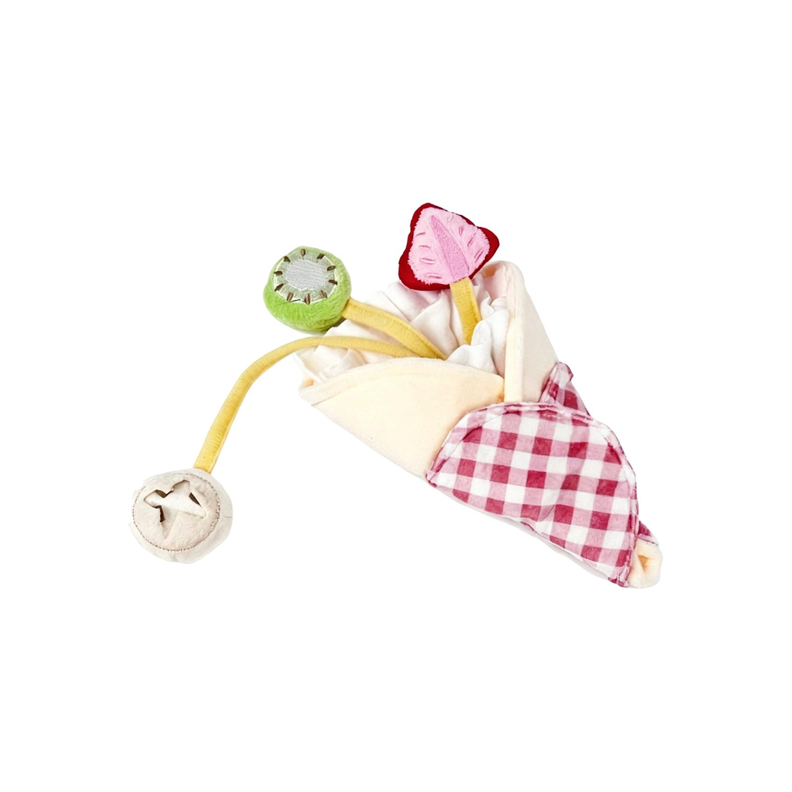 

Interactive Dog Toy Crepe Shape with Squeaker and Treat Pockets Durable Soft Fabric Puzzle for Pet Enrichment and Sniffing Activity One Size