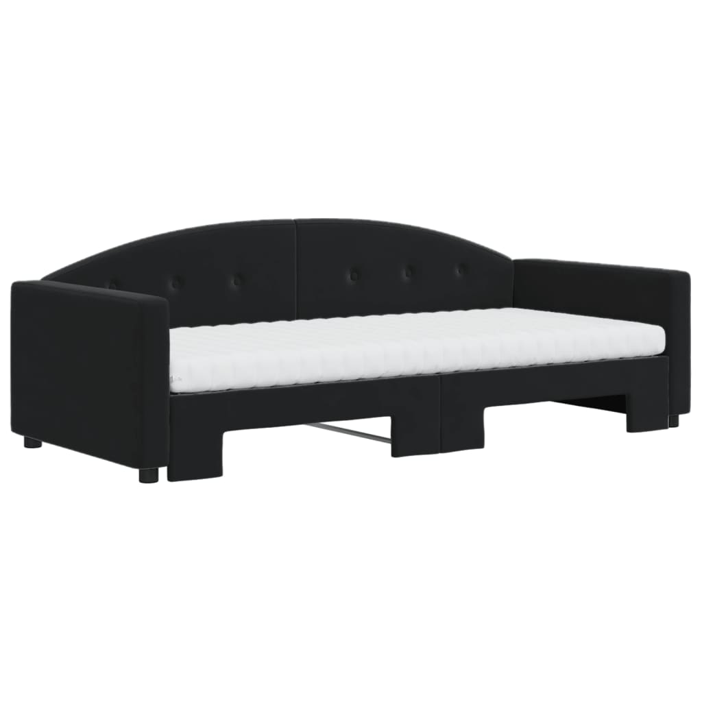 Extendable Daybed with Mattresses Black 90x200 Cm Velvet