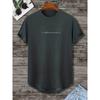 Herren Buchstaben Grafik Gebogener Saum T-Shirts Lässig Sportlich Locker Rundhals Kurzarm Tees Top Sommerkleidung