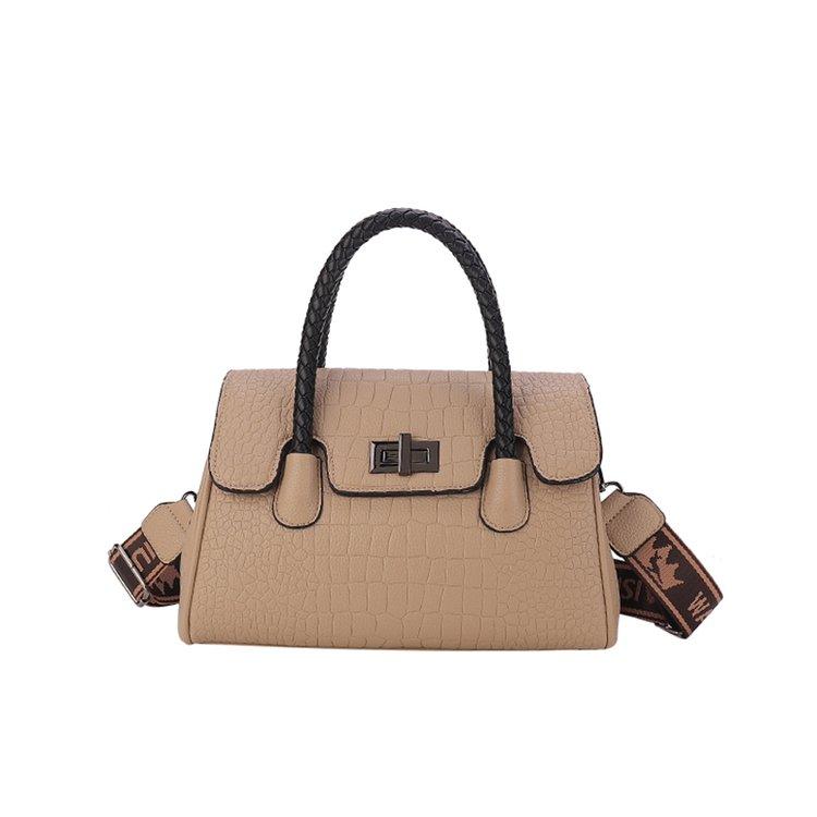 Handtasche mit Krokodilmuster, Umhängetasche aus echtem Leder, Damen-Geldbörse mit Klappe und geflochtenem Griff