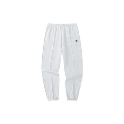 Lifestyle Series Solid Color Logo Mid-Waist Fleece Cuffed Loose Knit Sports Pants Unisex Pants Gray 972338306-1