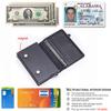 DIENQI Anti Rfid ID Card Holder Case Men Leather Metal Wallet Male Coin Purse Women Mini Carbon Credit Card Holder With Zipper