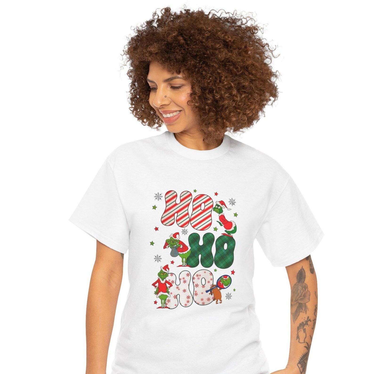 Christmas Unisex Heavy Cotton Tee, HO HO HO Holiday Top, Festive Santa Shirt, Xmas Clothing, Winter Apparel L