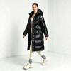Special for glossy down cotton-padded clothes for men and women, long hooded thickened knee-padded jackets, couple tops and coats.