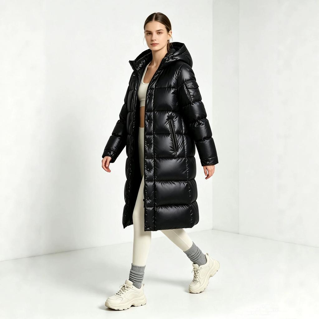 Special for glossy down cotton-padded clothes for men and women, long hooded thickened knee-padded jackets, couple tops and coats.