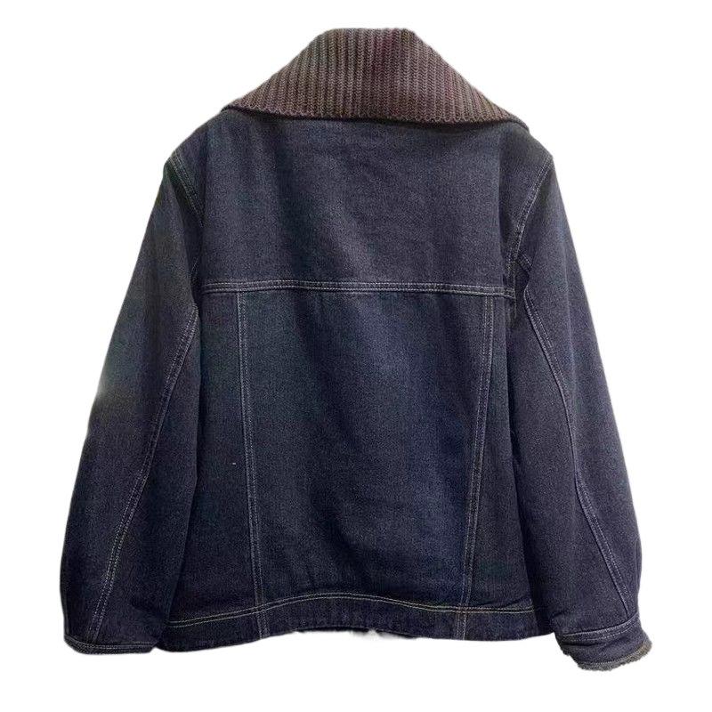 Chic Retro Lambswool-Lined Denim Jacket for Women - Stylish Loose Fit for Autumn/Winter