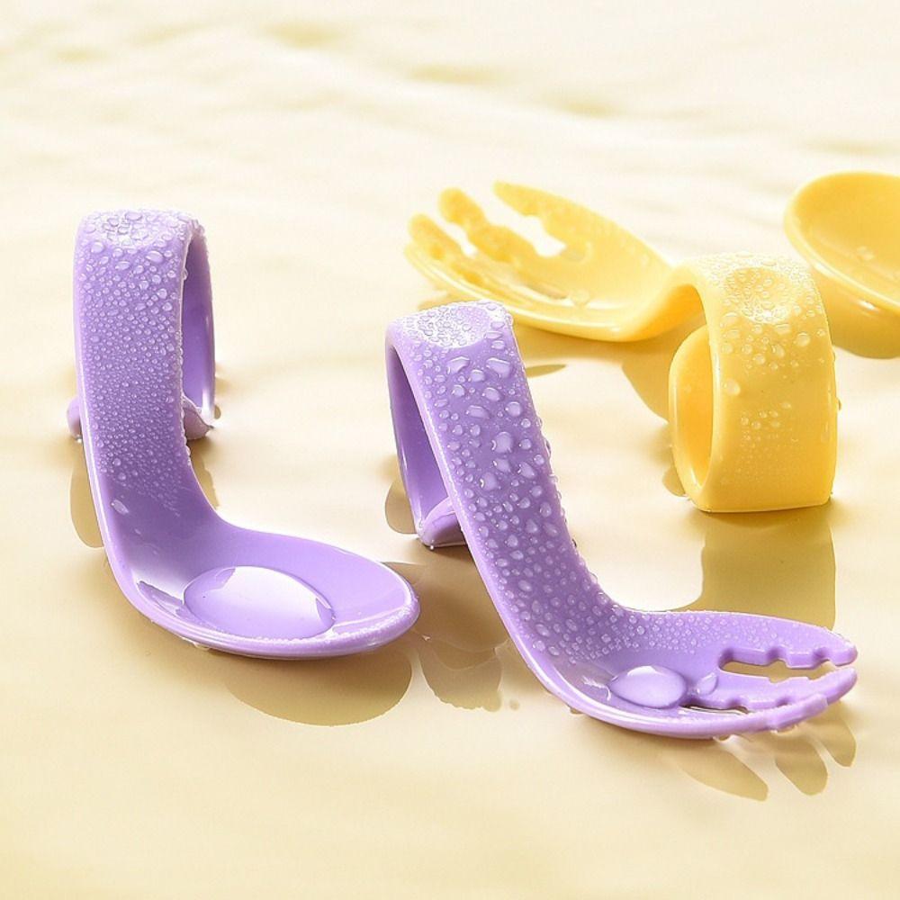 Fork Spoon Supplement Tool Curved Fork Eat Training Baby Spoon Fork Auxiliary Spoon Elbow Spoon