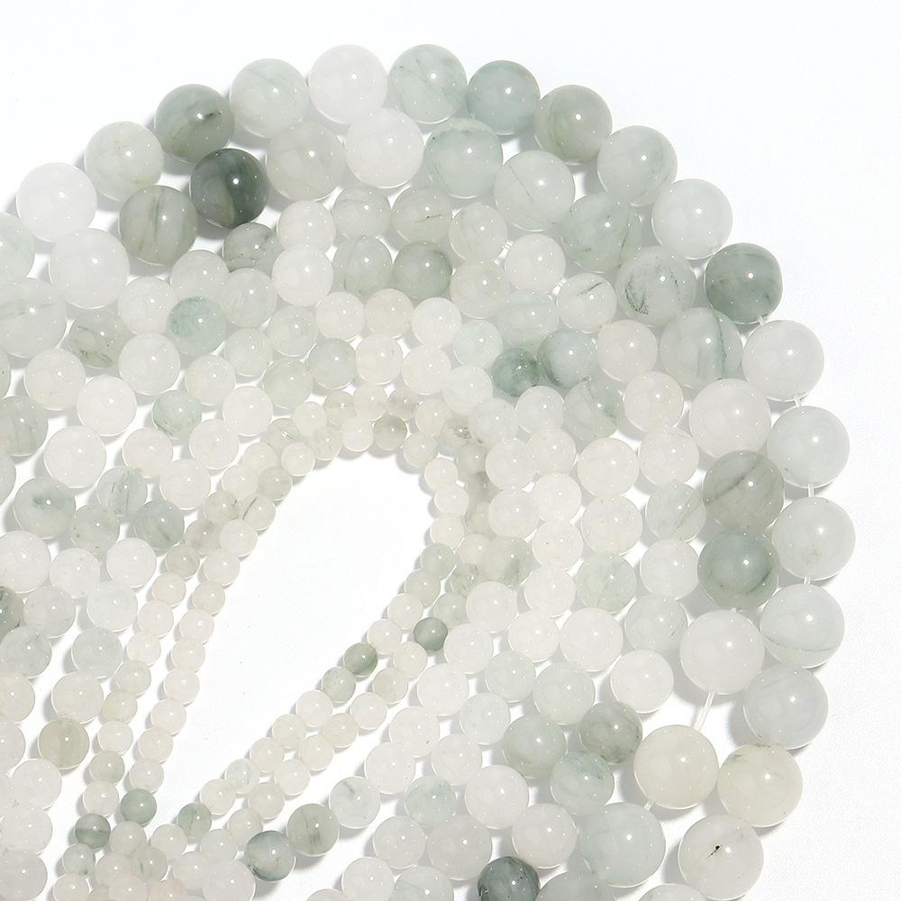 Tianshan Jades 15"Strand Round Natural Stone Beads 4/6/8/10/12mm Smooth Loose Spacer Beads for Jewelry Making DIY Bracelets Accessories