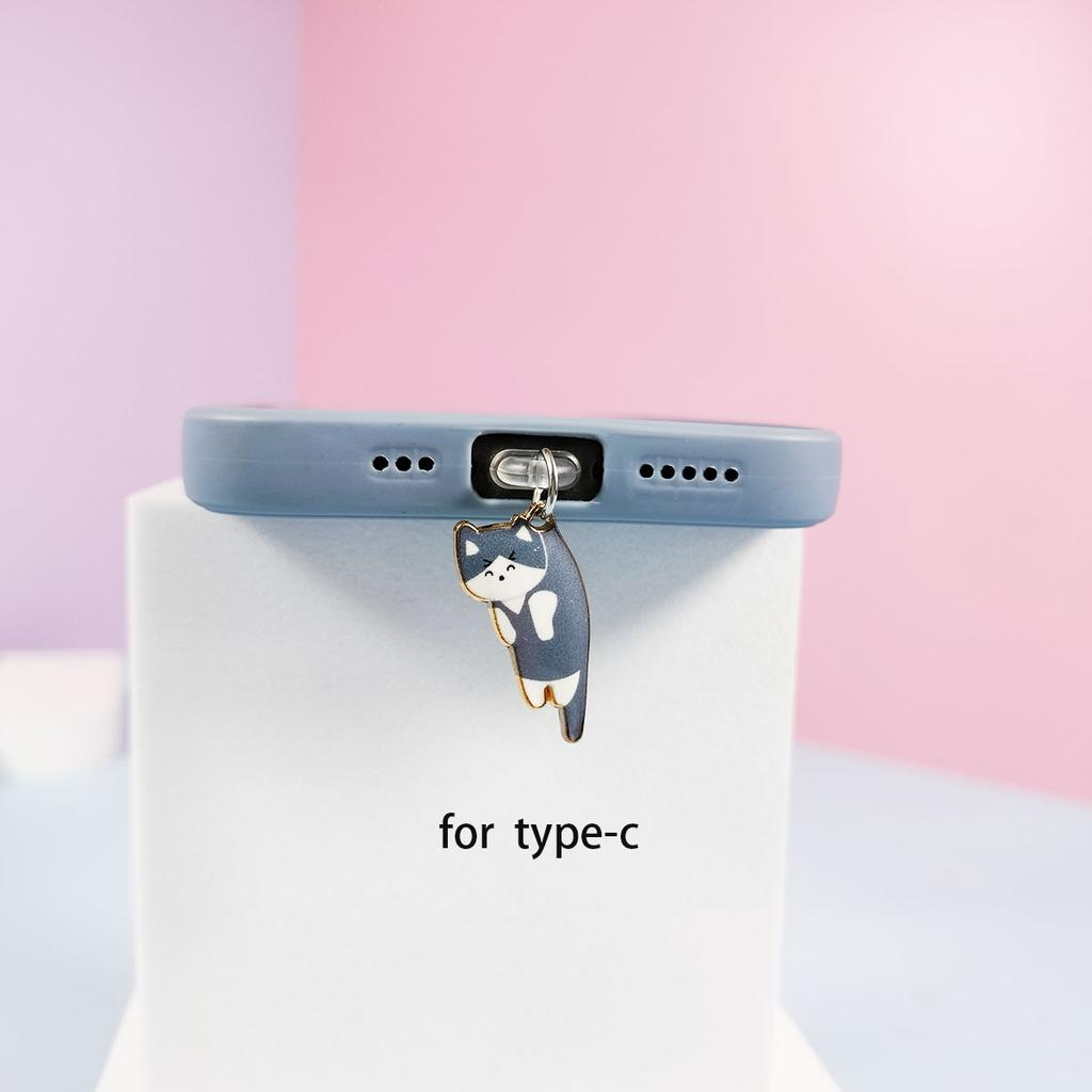Ένα βύσμα σκόνης για κινητό γάτας κατάλληλο για iPhone για Samsung βύσμα σκόνης διεπαφής Type-C αξεσουάρ ανάρτησης τηλεφώνου χαριτωμένη γάτα