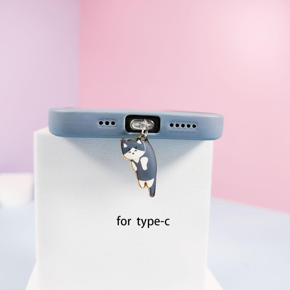 

Заглушка для телефона с кошкой, подходит для iPhone, для интерфейса Samsung Type-C, заглушка для телефона, подвеска, аксессуары, милый кот