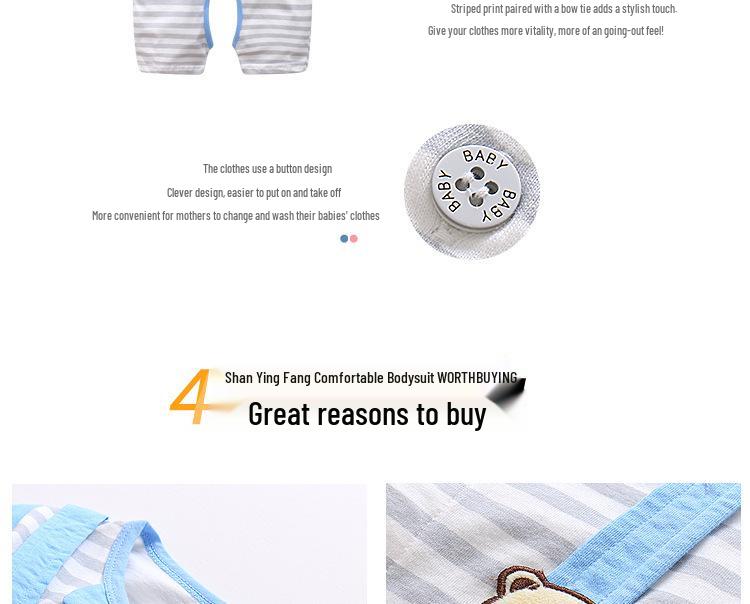 Unisex Baby Cotton Short Sleeve Summer Jumpsuit, Size 100