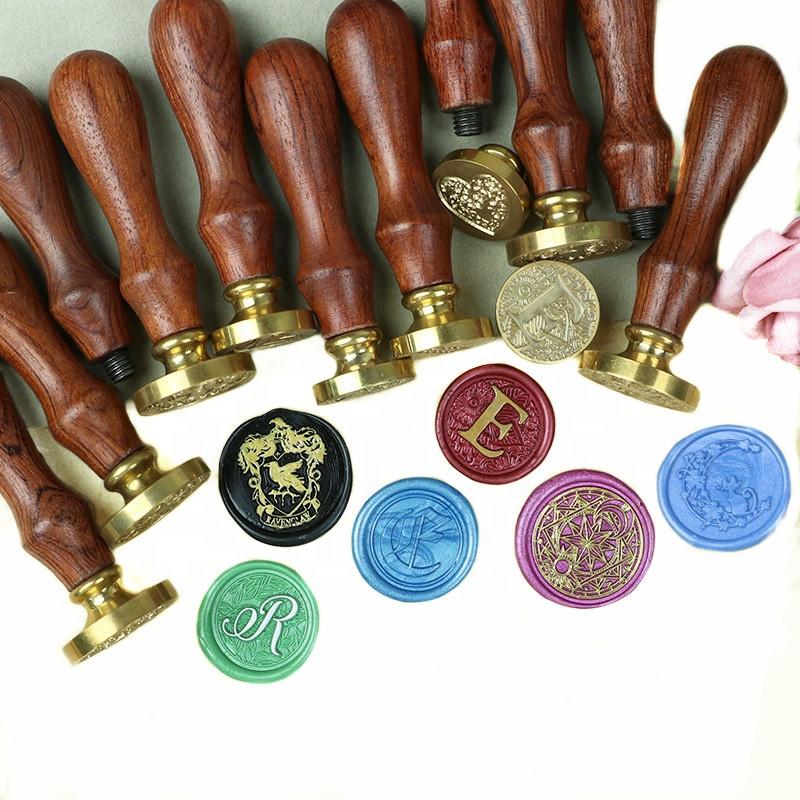 1Pcs Wooden Wax Sealing Stamp Handle Brass Head Retro Rosewood Handle Wax Seal Copper Head for Scrapbooking Envelope Seal Gifts