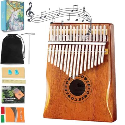Portable Kalimba Beginner Set, 17-Key Finger Piano, Mbria Songbook and Tuning Hammer Included, Suitable for Adults and Children