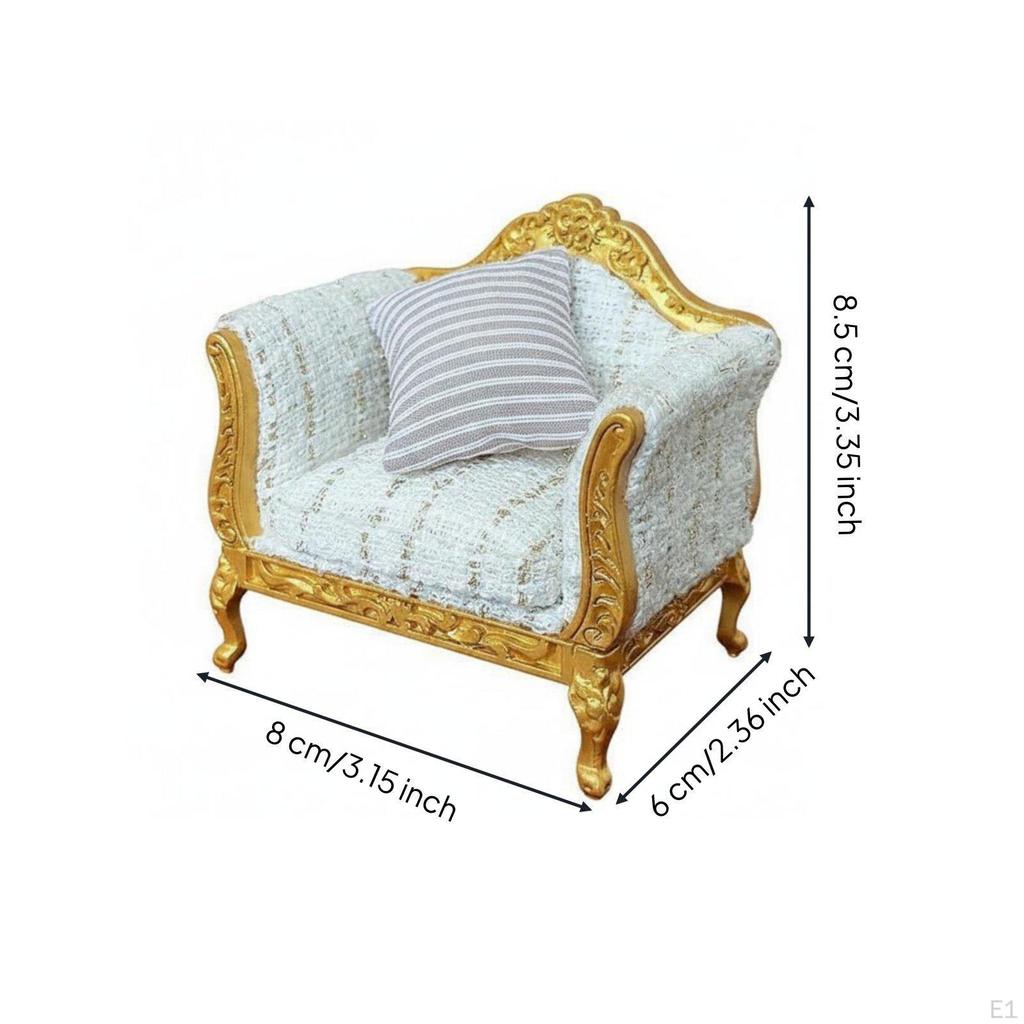 1:12 Scale Sofa Textile Upholstery Miniature Living Room Hand Sewn Trim Dollhouse Couch
