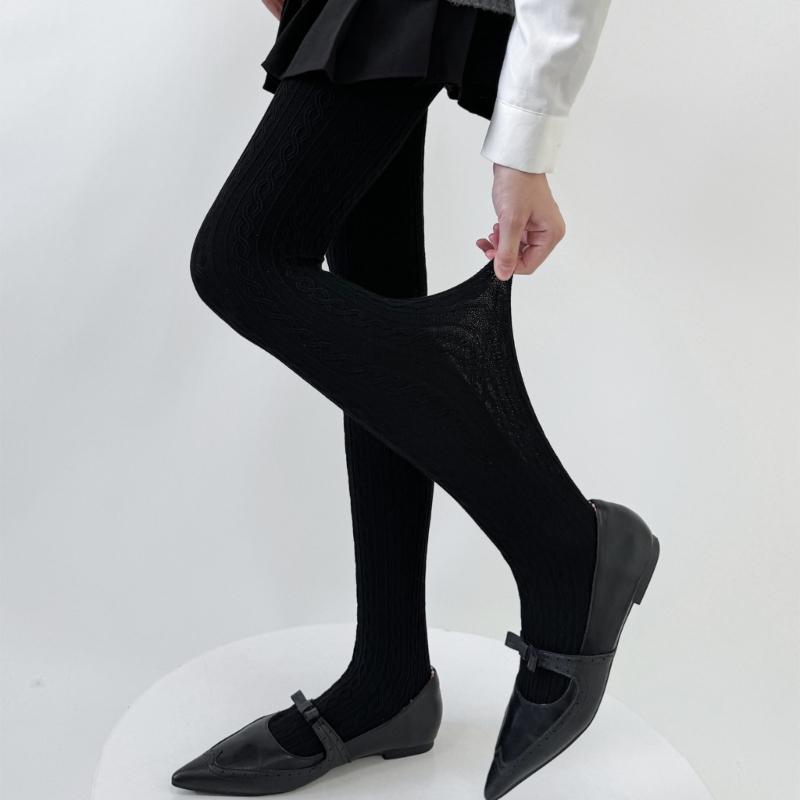 Women Japanese Twist Striped Pattern Jacquard Stockings Pantyhose Spring Fall Opaque Tights Bottoming Leggings Hosiery